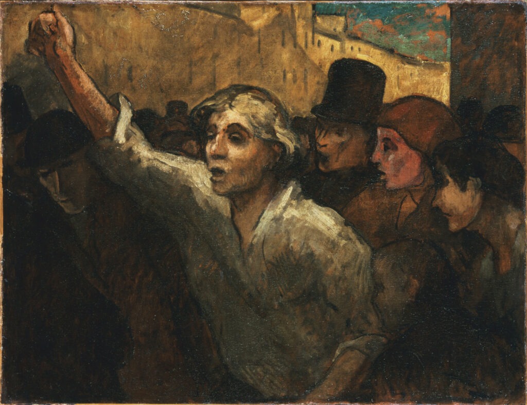 Phillips acquired Honoré Daumier's The Uprising (1848 or later, oil on canvas) in 1925. He repeatedly referred to it as the "greatest picture in the Collection." The Phillips Collection