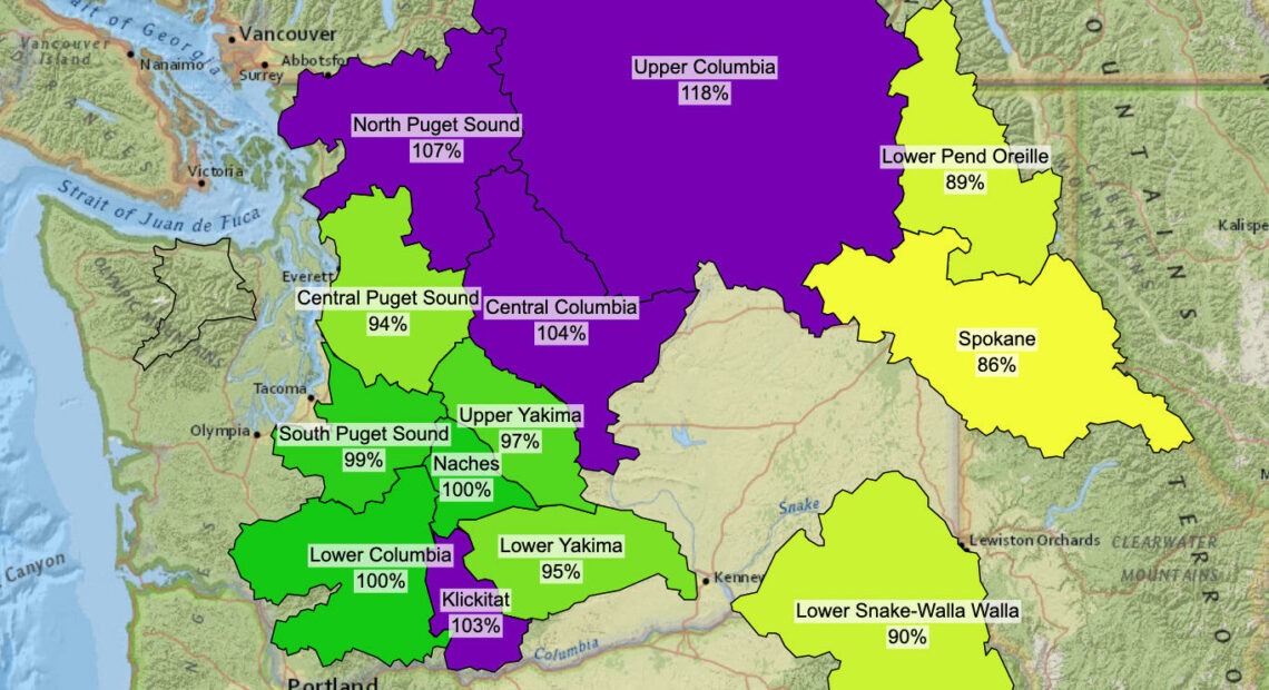 Ahead of the Presidents Day weekend, which saw snow across the region, the Cascade and North Idaho snowpack was generally around normal. Courtesy of NRCS