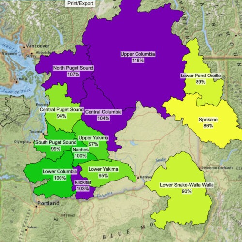 Ahead of the Presidents Day weekend, which saw snow across the region, the Cascade and North Idaho snowpack was generally around normal. Courtesy of NRCS