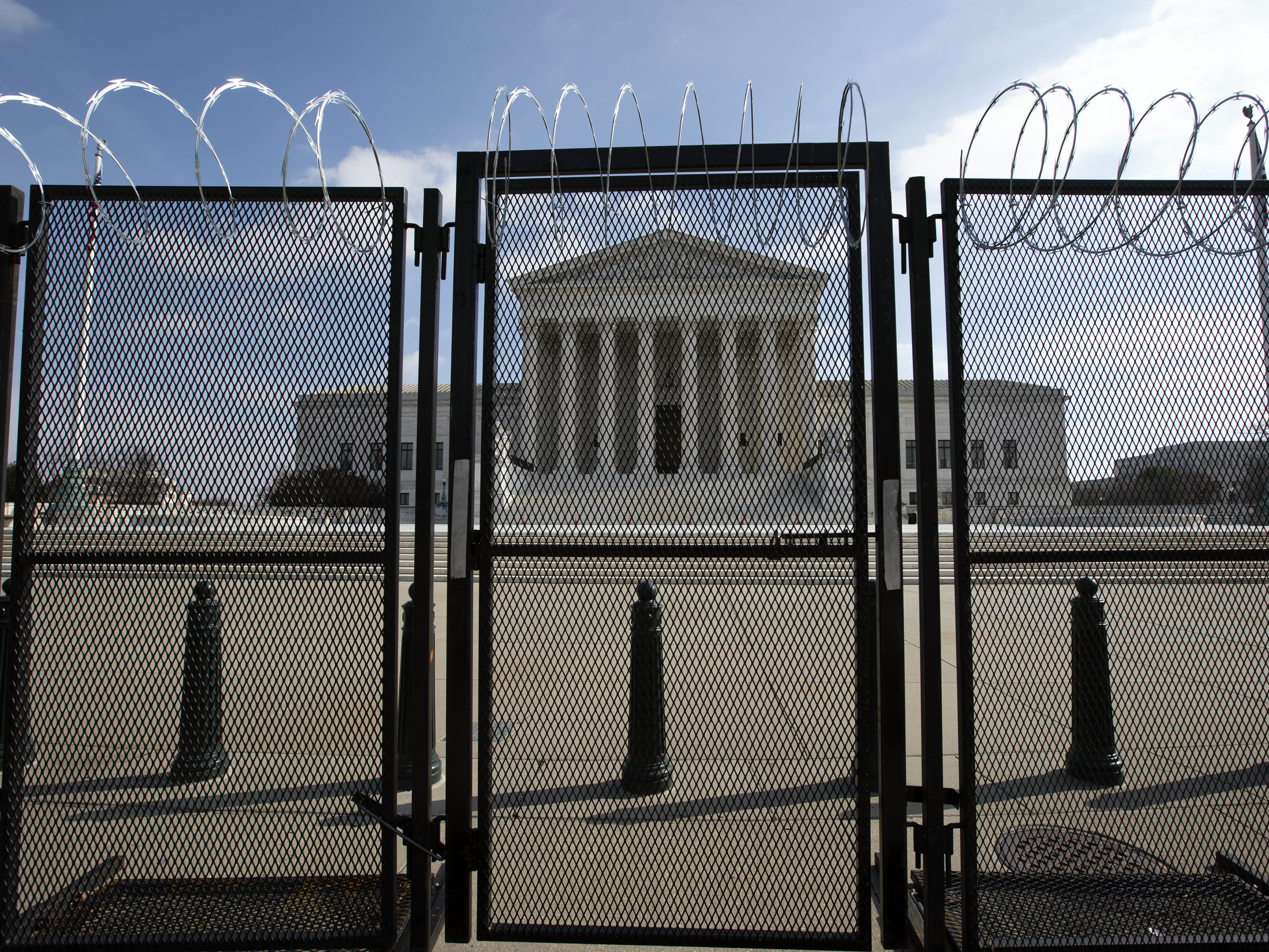 The Supreme Court heard arguments in a case involving an officer who pursued a misdemeanor suspect into his home without a warrant. CREDIT: Jose Luis Magana/AP