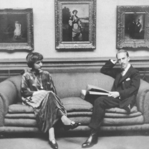 After the deaths of his father and brother in 1917 and 1918, Duncan Phillips found solace in art. His wife, Marjorie Phillips, was a painter. They opened The Phillips Collection in Washington, D.C., in 1921. They are pictured in the Main Gallery, circa 1920. CREDIT: The Phillips Collection