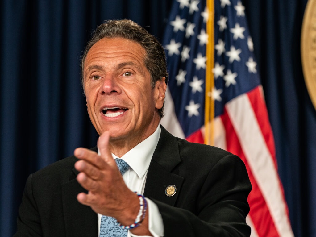 New York Gov. Andrew Cuomo, seen here in July, denies allegations that he sexually harassed former adviser Lindsey Boylan. CREDIT: Jeenah Moon/Getty Images