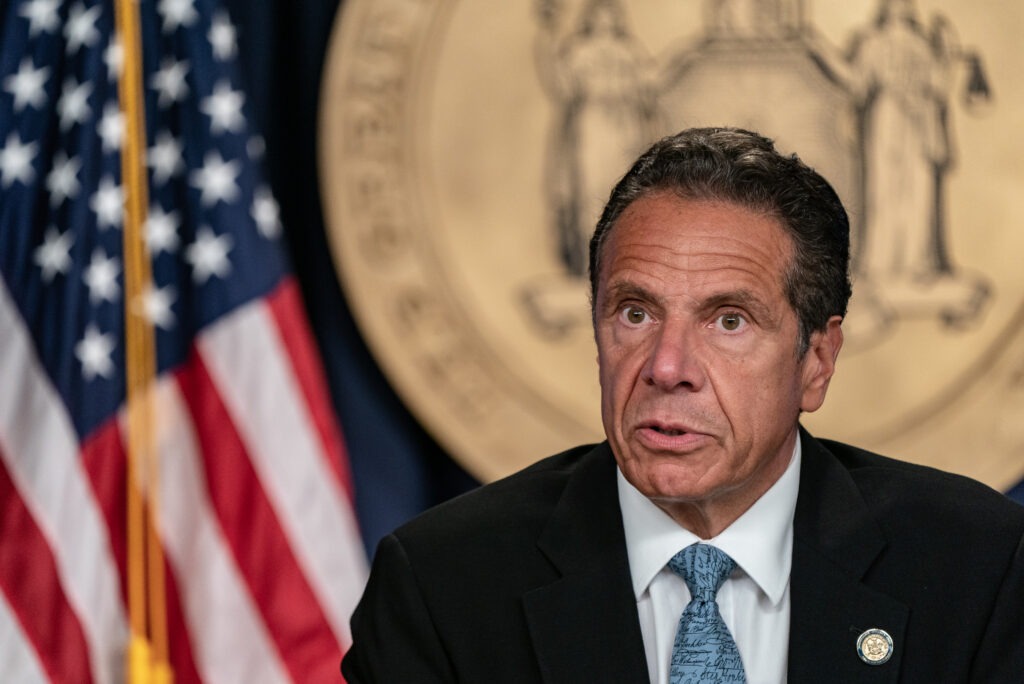 New York Gov. Andrew Cuomo speaks during the daily media briefing on July 23, 2020 in New York City. A second former aide from his administration has come forward with allegations of sexual harassment from Cuomo. Jeenah Moon/Getty Images