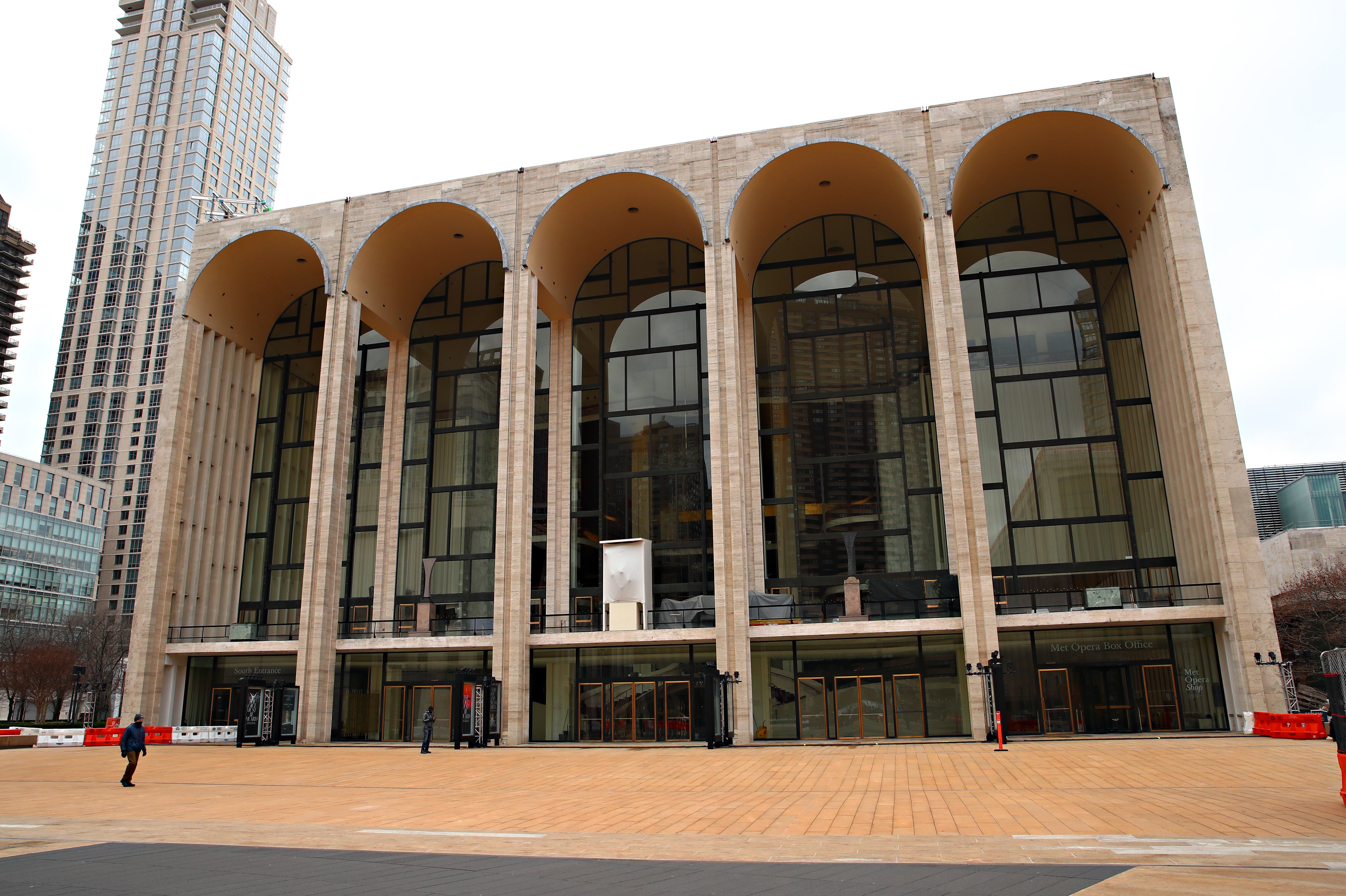 Metropolitan Opera House at Lincoln Center in New York City remains closed following restrictions imposed to slow the spread of coronavirus on Jan. 16, 2021. CREDIT: Cindy Ord/Getty Images