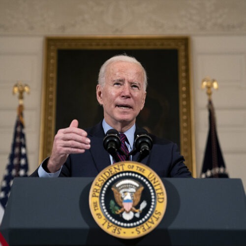 President Joe Biden at podium