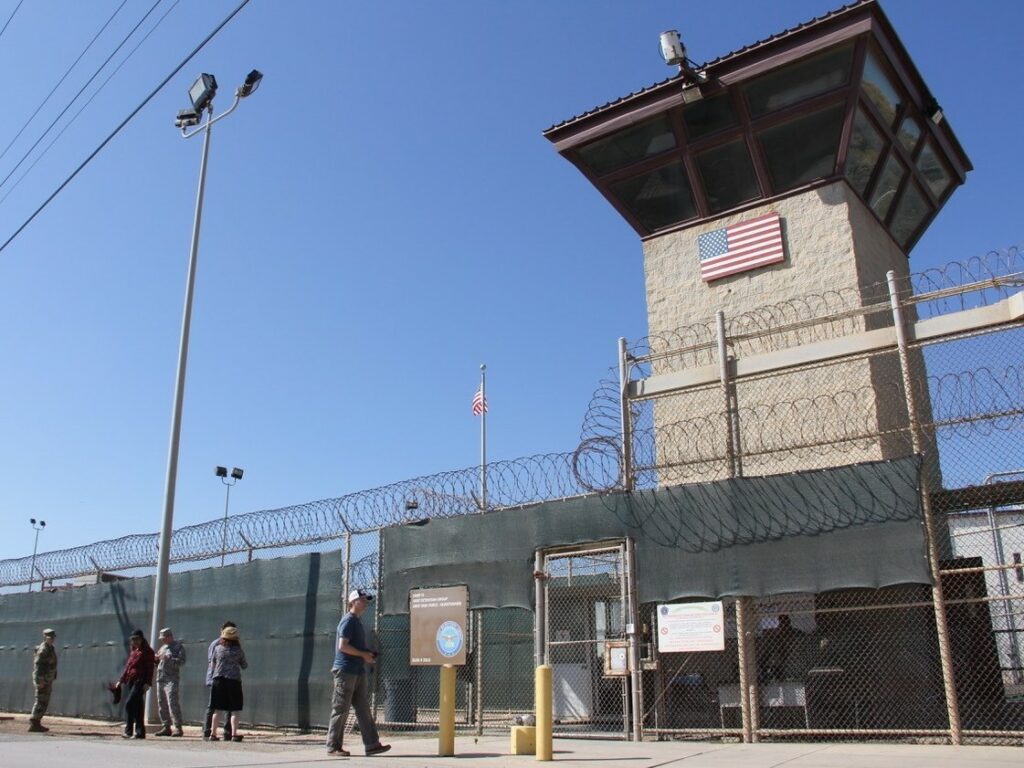 The detention center at Naval Station Guantanamo Bay, Cuba, 2017. President Biden hopes to close the prison before the end of his term. CREDIT: Thomas Watkins/AFP via Getty Images