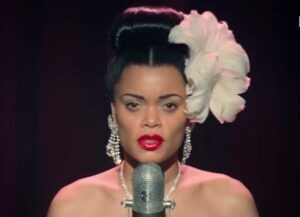 Andra Day portrays Billie Holiday in "The United States versus Billie Holiday" movie