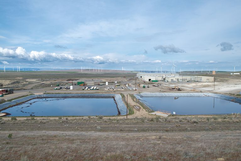 An undated file photo shows leachate evaporation ponds at the CWM hazardous waste landfill in Arlington, Ore.