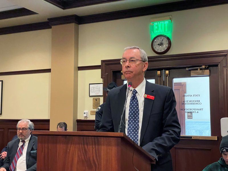 Idaho Lottery Director Jeff Anderson addresses the House State Affairs Committee at the Statehouse in Boise, Idaho on Wednesday, March 10, 2021. The panel killed legislation that would have allowed the Powerball game with multi-million dollar jackpots to continue in the state. CREDIT: Keith Ridler/AP