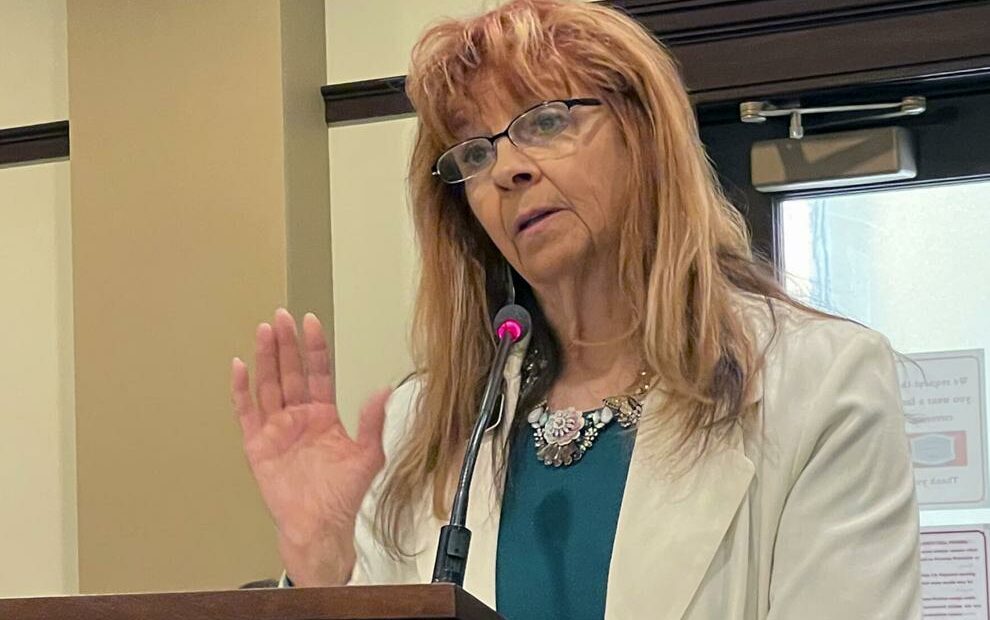 Republican state Rep. Karey Hanks addresses the House State Affairs Committee, Tuesday, March 2, 2021, in the Statehouse in Boise, Idaho. The committee introduced legislation to prohibit mask mandates in Idaho.