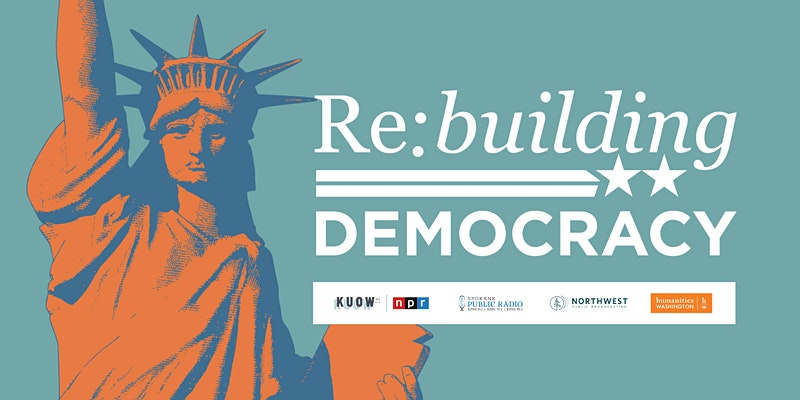 Rebuilding Democracy logo image with statue of liberty