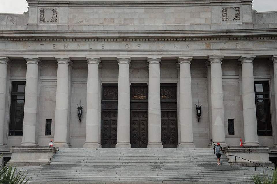 Washington State’s Supreme Court Building, also known as the Temple of Justice, photographed on Wednesday, Oct. 21, 2020, in Olympia, Wash. CREDIT: Jovelle Tamayo for Crosscut