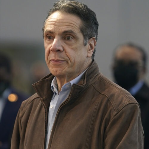 New York Gov. Andrew Cuomo is the subject of new misconduct allegations, after a female aide accused him of groping her. Cuomo is seen here earlier this week, speaking at a vaccination site in New York City. Seth Wenig/Pool / Getty Images