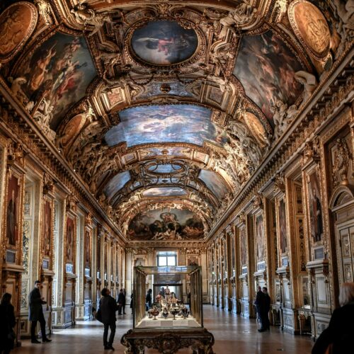 The Apollon Gallery at the Louvre museum in Paris on Jan. 14, 2020. CREDIT: Stephanie de Sakutin/AFP via Getty Images