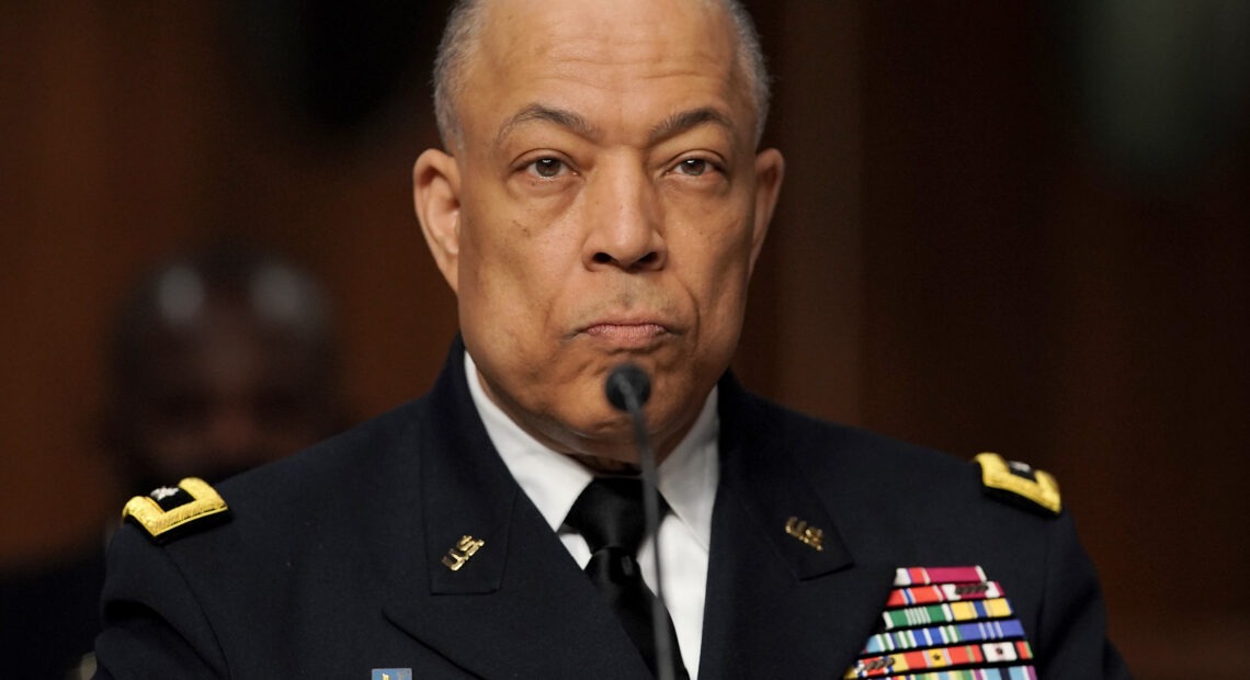 Army Maj. Gen. William Walker, Commanding General of the District of Columbia National Guard is seen during a joint hearing to discuss the January 6th attack on the U.S. Capitol. CREDIT: Pool/Getty Images