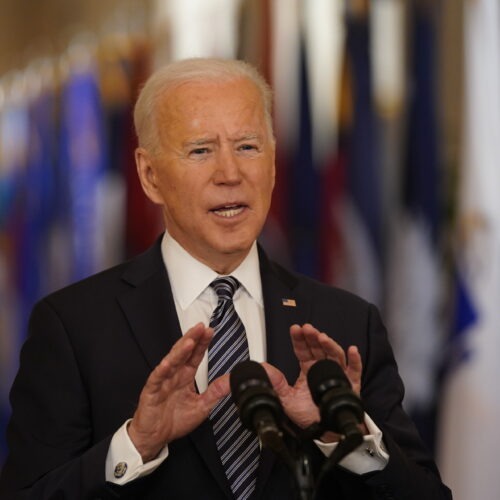 President Biden speaks in the East Room of the White House Thursday, March 11, 2021. Bloomberg/Bloomberg via Getty Images