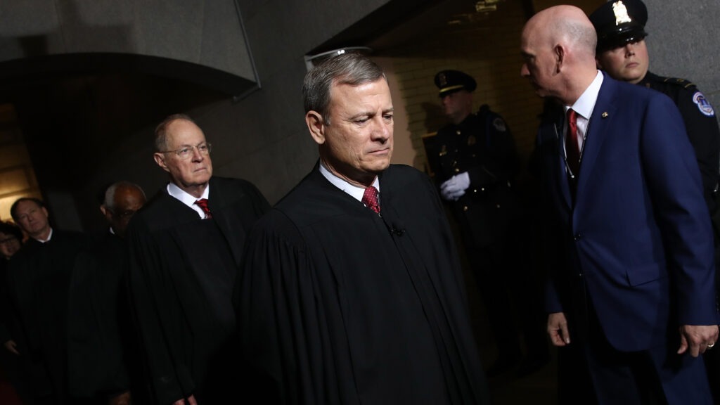 Supreme Court Chief Justice John Roberts broke with his colleagues on the court, filing a solo dissent for the first time in his nearly 16 years on the bench. CREDIT: Win McNamee/Getty Images