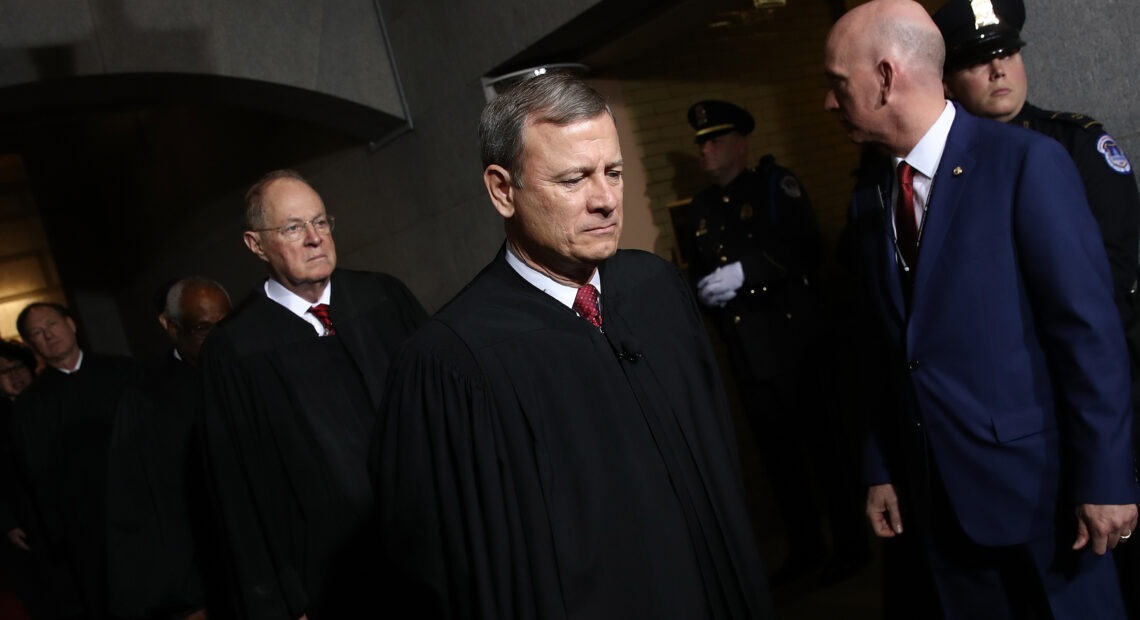 Supreme Court Chief Justice John Roberts broke with his colleagues on the court, filing a solo dissent for the first time in his nearly 16 years on the bench. CREDIT: Win McNamee/Getty Images