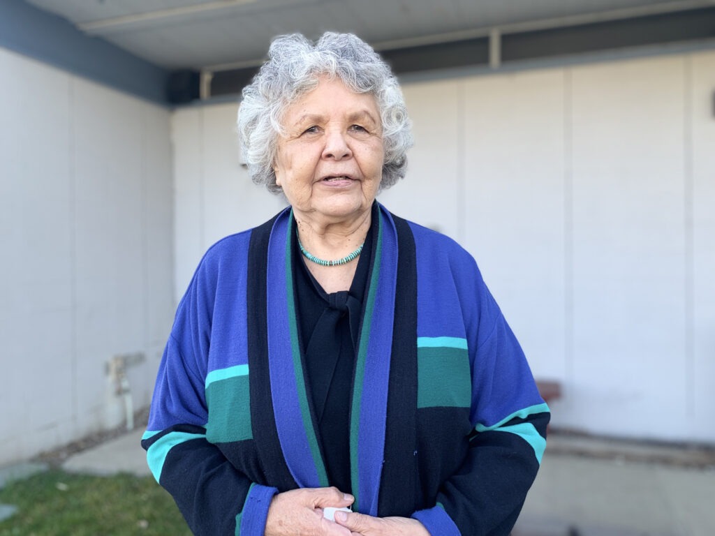 Mary Jane Miles, 81, of the Nez Perce Tribe's executive committee sees the confirmation of Deb Haaland as part of a new beginning for tribes and their relationship with the U.S. government. CREDIT: Kirk Siegler/NPR