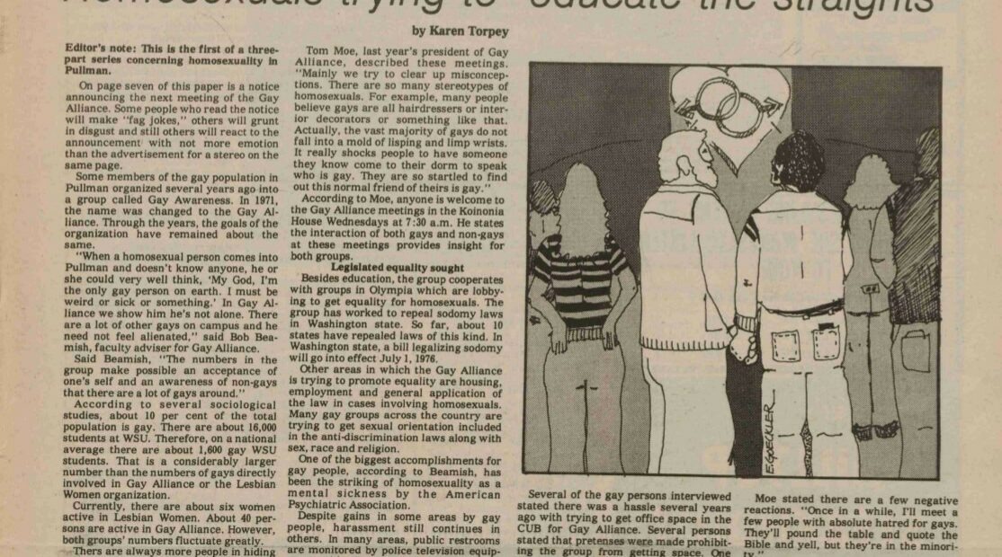 WSU Student newspaper The Daily Evergreen article on homosexuality.