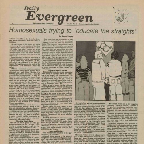 WSU Student newspaper The Daily Evergreen article on homosexuality.