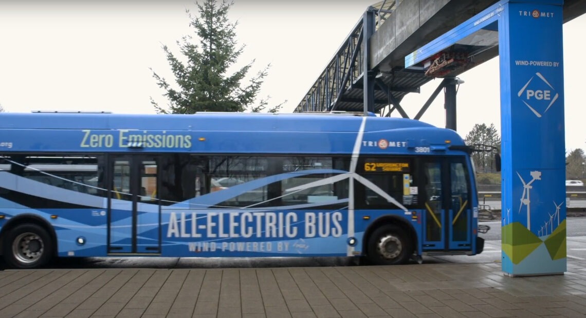 Electric bus in Beaverton, OR