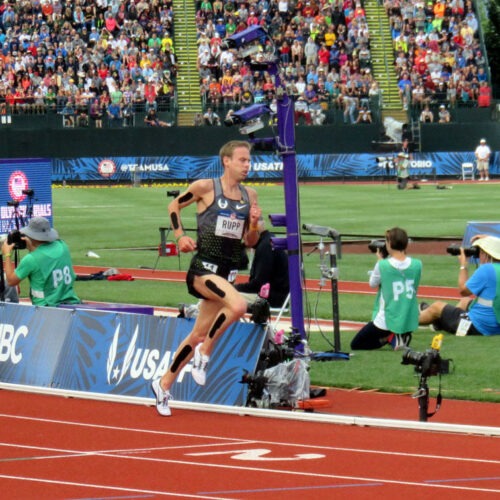 Galen Rupp of Portland qualified for his fourth Olympics by winning the U.S. Olympic Marathon Team Trials last year. Here he is at the 2016 Olympic Track and Field Team Trials. CREDIT: Tom Banse/N3