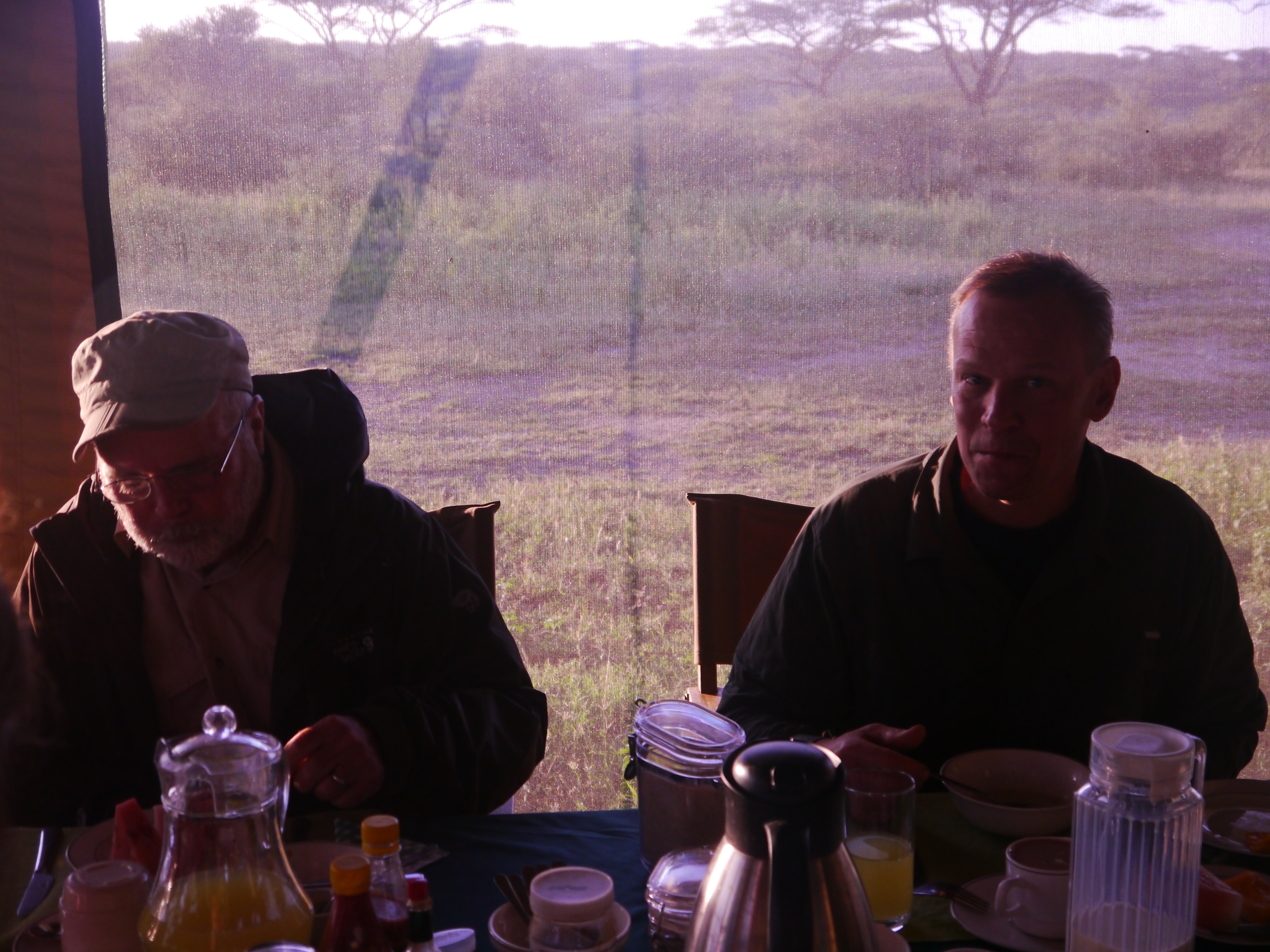 Peter Lancaster (left) and Paul Schuster traveled the world together and co-owned land to conserve for pygmy rabbits. Here, they’re on a safari in Tanzania. Courtesy of Peter Lancaster 