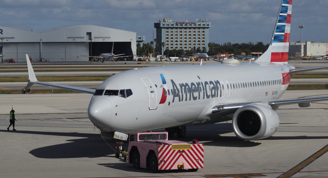 American Airline Boeing 737 Max jet