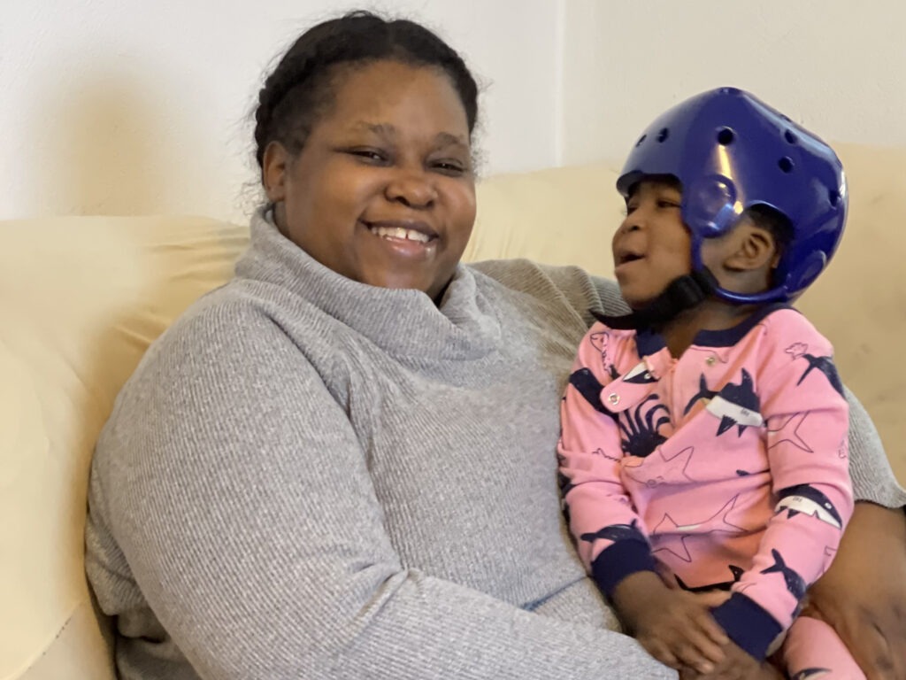 Vinessa Kirkwood, who lives in northwestern Indiana, said she's had to cancel appointments at Riley Hospital for Children in Indianapolis for her 20-month-old son, Donte, because she can't afford to pay for lodging. CREDIT: Christina Kirkwood