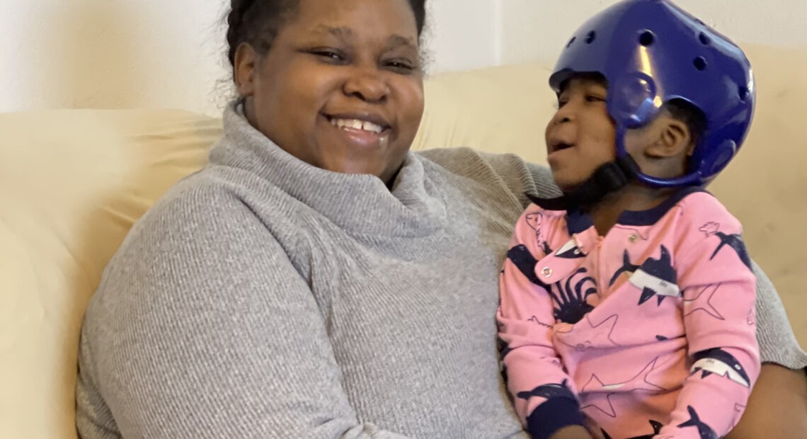 Vinessa Kirkwood, who lives in northwestern Indiana, said she's had to cancel appointments at Riley Hospital for Children in Indianapolis for her 20-month-old son, Donte, because she can't afford to pay for lodging. CREDIT: Christina Kirkwood