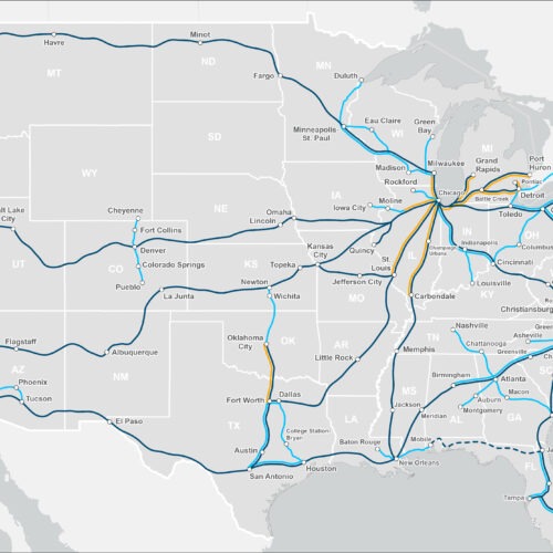 Amtrak's proposed enhanced services map