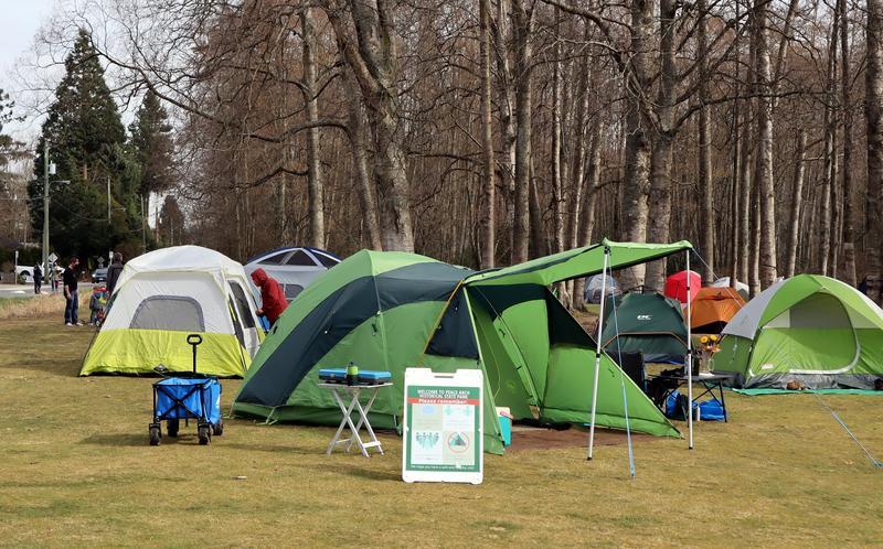 tents at a crowded campground