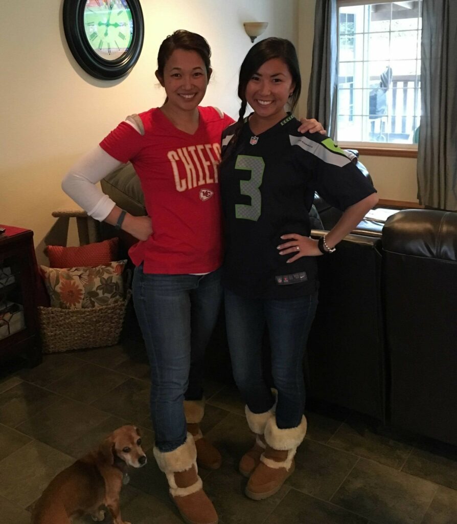 Mysti Meiers, left, and Danielle Kleist are best friends living in Washington's Tri-Cities. The women say they are having to recalibrate their relationships after instances of anti-Asian hate crimes across the U.S. Courtesy of Mysti Meiers and Danielle Kleist