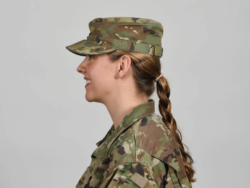 Another newly approved ponytail, as shown in an Army photo. U.S. Army