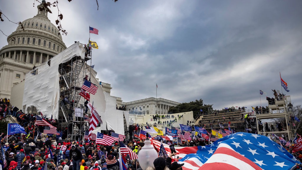 Rioters clash with police and security forces as people try to storm the U.S. Capitol on Jan. 6. Brent Stirton/Getty ImagesCREDIT: Brent Stirton/Getty Images