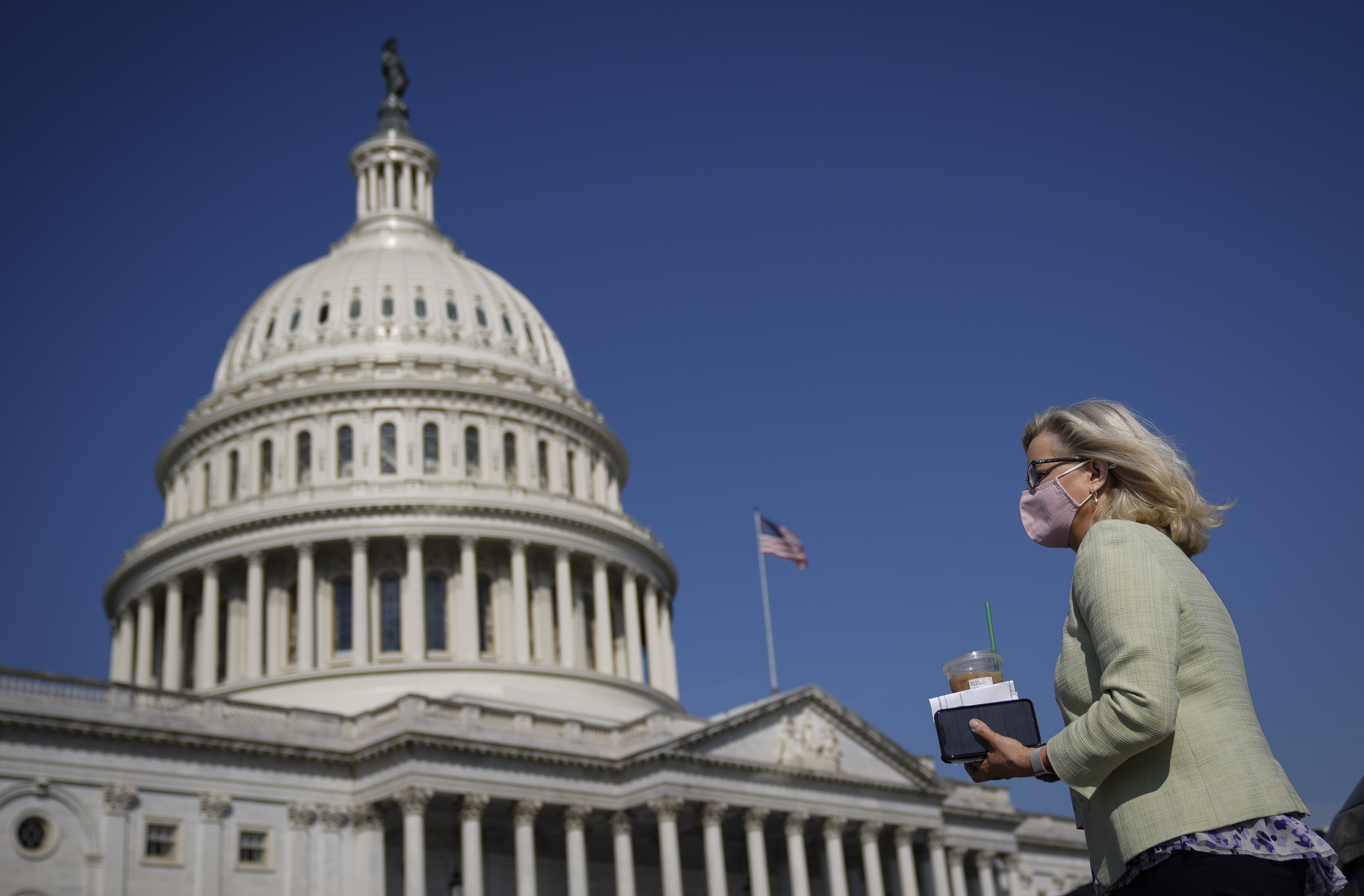 Rep. Liz Cheney of Wyoming, seen here outside the U.S. Capitol on March 11, has been removed from a House leadership role. She beat back an effort in February. CREDIT: Drew Angerer/Getty Images