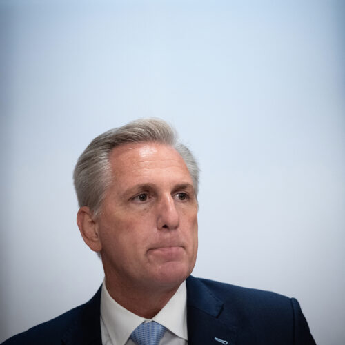 House Minority Leader Kevin McCarthy, R-Calif., speaks with reporters last week. Win McNamee/Getty Images