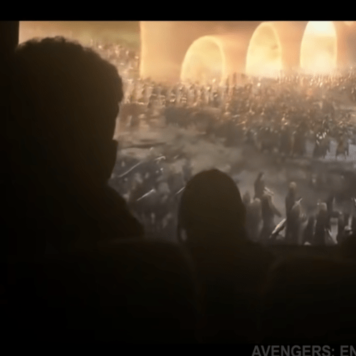 Theater patrons cheering at the climax of an Avengers Endgame screening — a moment of shared excitement experienced by many millions of movie patrons worldwide — is part of the sell Marvel is offering as it welcomes audiences back to cinemas, as seen in this screenshot. YouTube