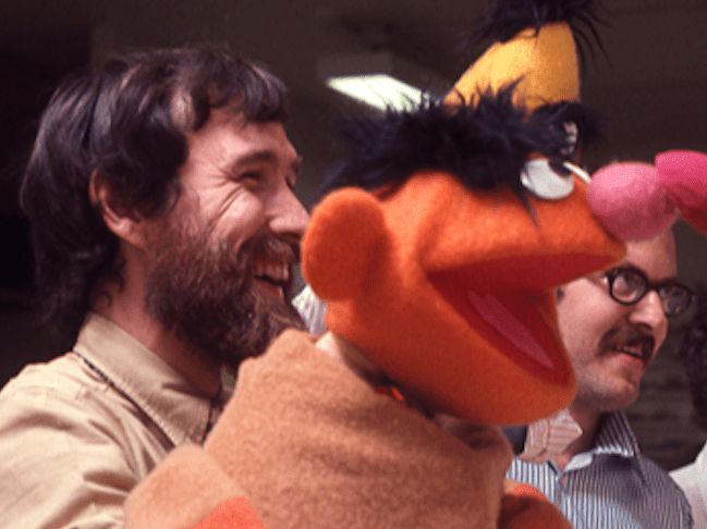 Jim Henson, the puppeteer behind Ernie, and Frank Oz, the longtime voice of Bert, on the set of Sesame Street. Robert Fuhring/Courtesy Sesame Workshop