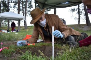 University of California student Jake Mathis participates in an archaeological dig on the North Idaho College campus in Coeur d'Alene. Courtesy University of Idaho