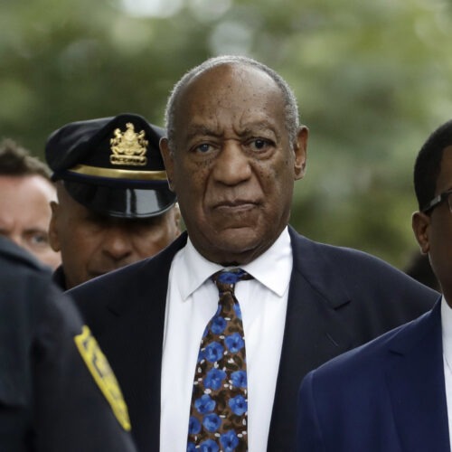 Bill Cosby departs after a sentencing hearing in 2018 at the Montgomery County Courthouse in Norristown, Penn. CREDIT: Matt Slocum/AP