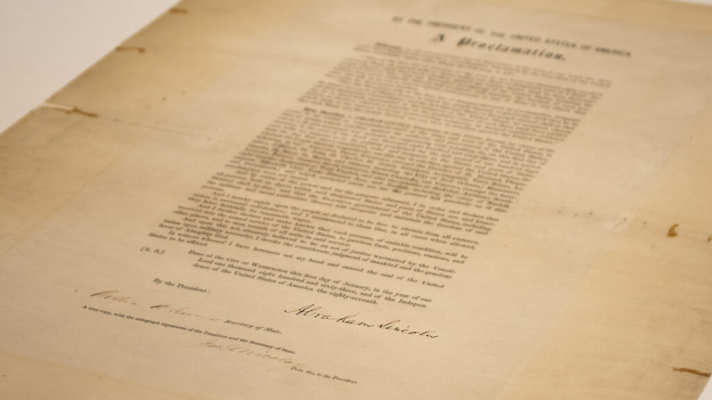 A copy of the Emancipation Proclamation