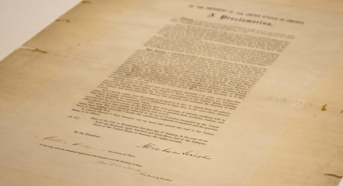 A copy of the Emancipation Proclamation