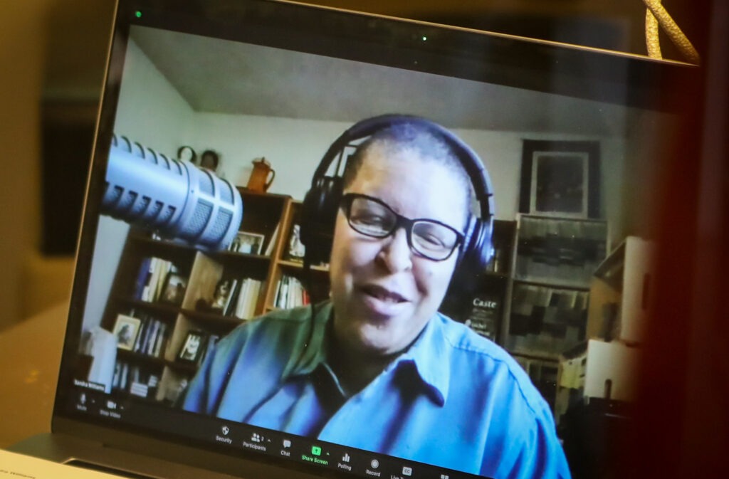Sandra Williams, creator of The Black Lens, talks virtually for a recording of 'Traverse Talks.'