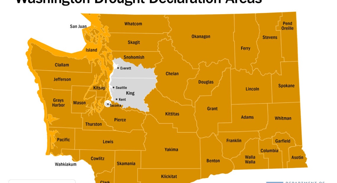 map of drought emergency and Washington counties