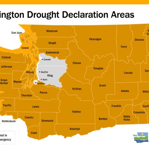 map of drought emergency and Washington counties