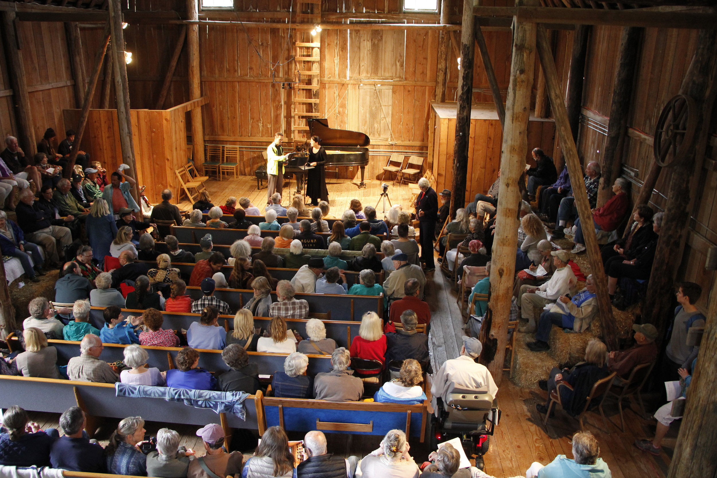 Audience view of inside the Trillium Woods Farm barn