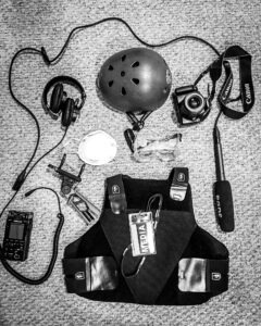 A photo of the gear reporter Esmy Jimenez used while reporting on the Black Lives Matter protests in summer of 2021.