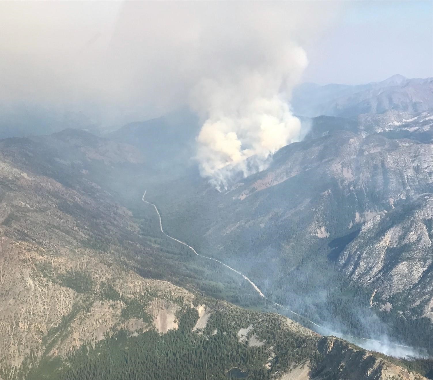 The Varden Fire burning July 11, 2021 near Mazama and the North Cascades Highway has prompted evacuations of campgrounds and put the town of Mazama on alert for possible evacuation. CREDIT: USFS/Inciweb